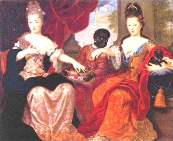 Dames de cour et enfant noir Dames de cour et enfant noir