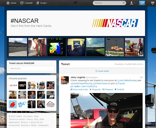 hashtag page #NASCAR su Twitter