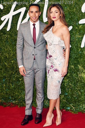 Lewis Hamilton and Nicole Scherzinger in Julien Macdonald