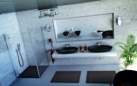 Modern-Stone-bathroom-Double-sink