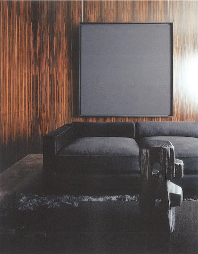 This room is so straight-forward. The black monotone is a great contrast to the beautiful panelling. Tom Ford's Study with Ad Reinhardt Painting, London, February 2004. This room is so straight-forward. The black monotone is a great contrast to the beautiful panelling. Tom Ford's Study with Ad Reinhardt Painting, London, February 2004.