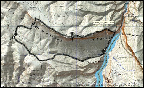 Mapa Via CADE 550m 6c (V  A0 Oblig) (Pared de Aragon, Mont-Rebei)