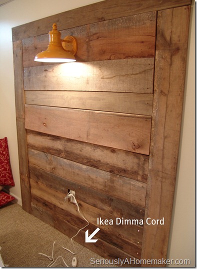headboard with ikea dimma and light built in