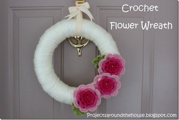 Yarn wrapped crochet flower wreath Yarn wrapped crochet flower wreath