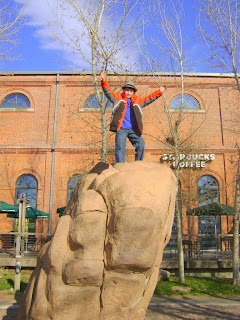 Kai outside of REI in Denver