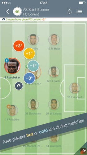 Match of the player soccer rating ios app