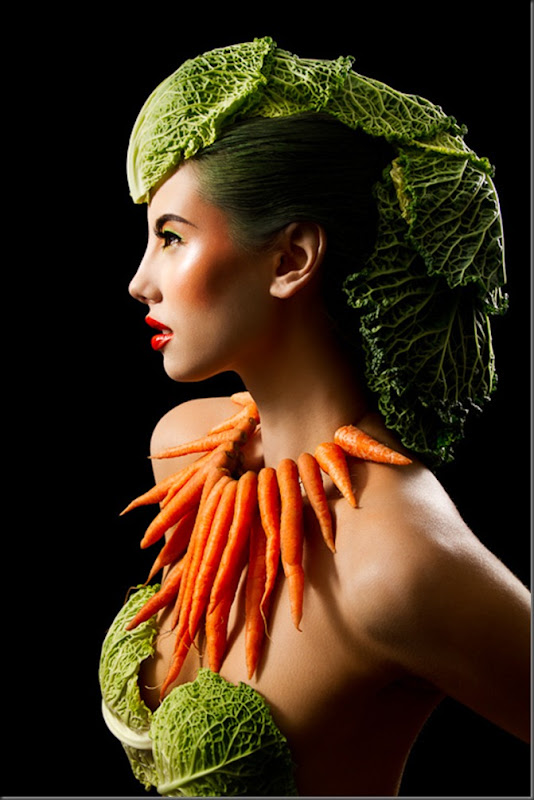 Face art Food Карла Пауэлл (Karla Powell) Face art,фейс-арт, визажист  фотограф Photographer Рич Нинтон (Rich Hinton),Food Inspired Make-up & Hair Project,макияж и волосы различными продуктами питания,