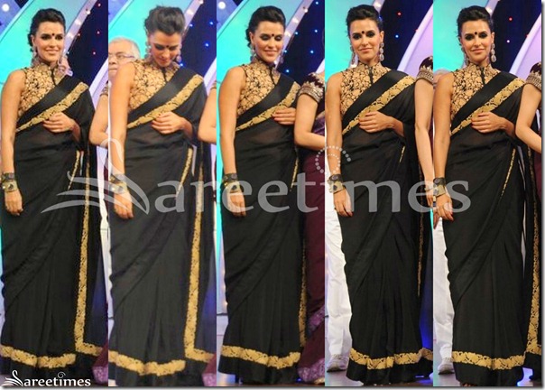 Neha_Dhupia_Black_Saree