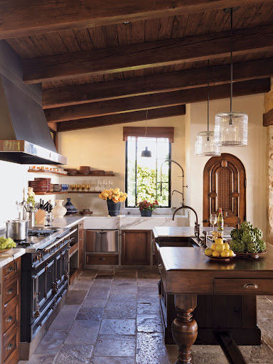 This Italianate home in Laguna Beach, California boasts a kitchen inspired by villas along the Amalfi coast.  (photo by Grey Crawford)