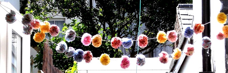 strung up flower balls