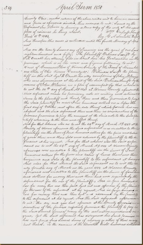 John A Irwin sue by Valinda Swift April Term 1850_0003