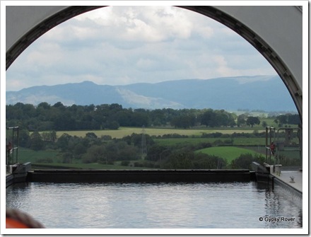 What a view through the end of the Falkirk Wheel caisson in the top position.