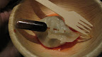 Small pipettes of soy sauce were served alongside some of the dumplings.  It looked cool, but when people started dropping them on the floor...there were a few ruined shoes.