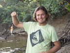 Dyl with his first piranha.