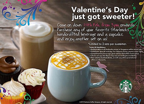 Starbucks Valentine day drink cupcake set free