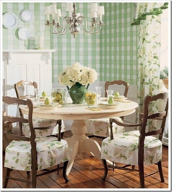 kitchen-breakfast-nook-dining-setup-design-idea-green-color-plaid-unique-floral-design-decor-idea-cottage-french-chic-traditional-inspiration