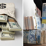 Des liasses de dollars américains et du Franc congolais
