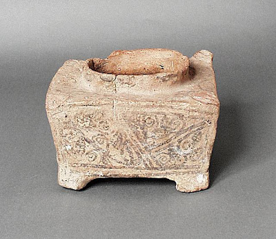 Vessel Greater Iran (Afghanistan) Vessel, 6th-8th century Ceramic; Vessel, Ceramic, Height: 5 9/16 in. (14 cm); Width: 6 1/8 in. (15.5 cm); Length: 7 1/8 in. (18 cm) Gift of Kate Fitz Gibbon and Andrew Hale (AC1997.253.9) Art of the Middle East: Islamic Department.