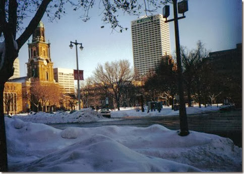 Cathedral Square in Milwaukee, Wisconsin in January 2001