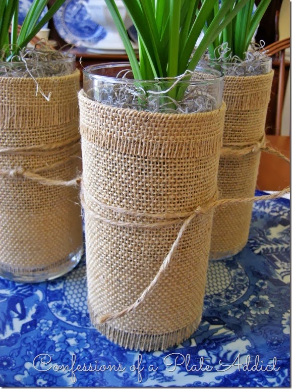 CONFESSIONS OF A PLATE ADDICT Pottery Barn Inspired Burlap-Wrapped Vases CONFESSIONS OF A PLATE ADDICT Pottery Barn Inspired Burlap-Wrapped Vases