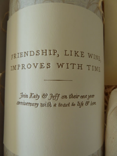 A close up of the wine in the welcome box. The label read: 