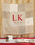For this real wedding, guests were asked to write on squares of linen, which were later sewn into a keepsake quilt for the couple. For this real wedding, guests were asked to write on squares of linen, which were later sewn into a keepsake quilt for the couple.