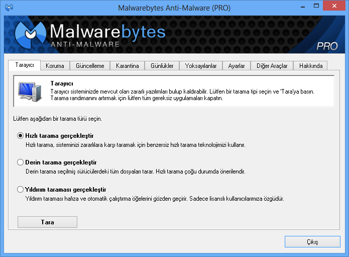 Malwarebytes Anti Malware Pro v1.70.0.1100 Türkçe Full