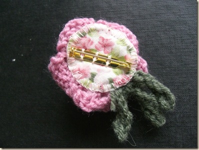 Back of Knitted Rose Corsage