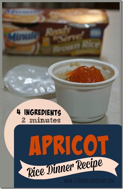 Apricot Rice Dinner Recipe with Minute® Ready to Serve Rice - make healthy, EASY, portable to go dinner in under 2 minutes! Apricot Rice Dinner Recipe with Minute® Ready to Serve Rice - make healthy, EASY, portable to go dinner in under 2 minutes!