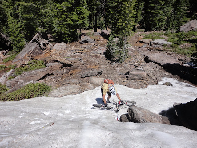 Downclimbing in the snow.