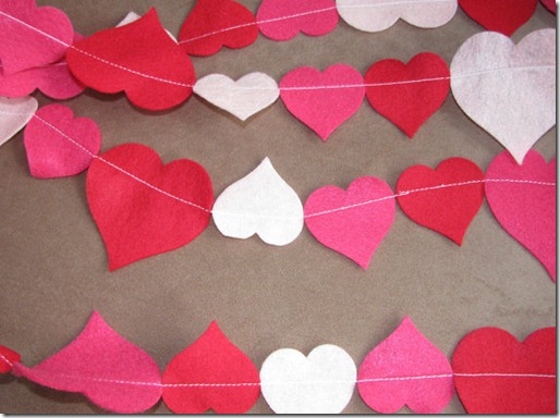 sewn felt heart garland