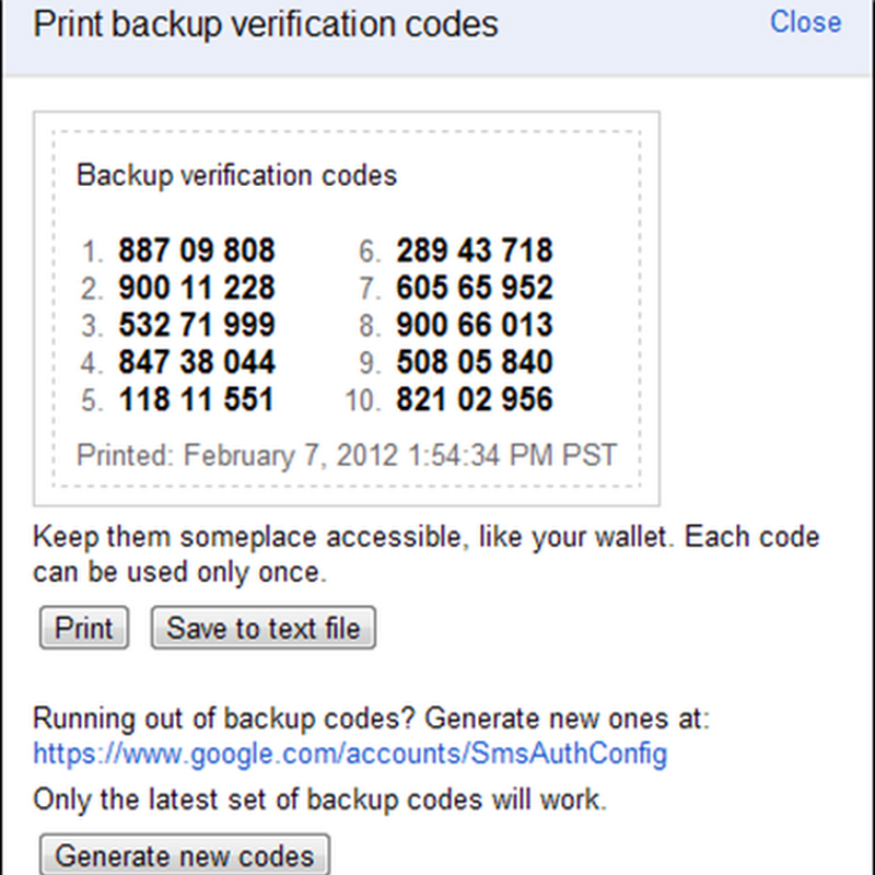 Accesso utilizzando i codici di backup disponibili nella pagina relativa alla panoramica di Google Account.