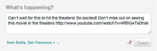 tweet box with long link twitter shorten url
