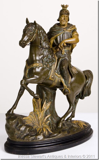 Antique Warrior on Horseback Statue