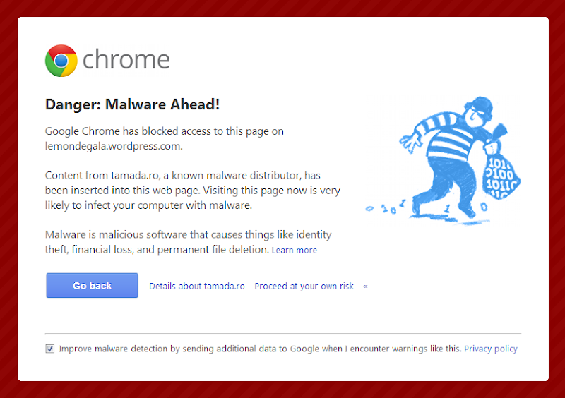 Google Chrome 26 redesigned malware page