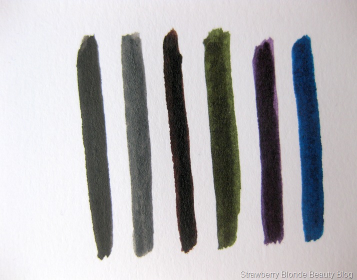 GOSH Intense Eye Liner Pen swatches all colours