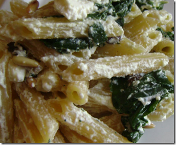 Fusilli con ricotta e spinaci 
