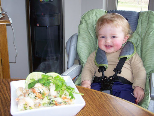 Sous Chef Ethan double-checking his Mom's delicious work!