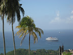 Queen Mary 2 anchored off of St. Lucia
