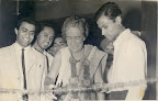 With Mrs. Chester Bowl, wife of U.S.Ambassador to India at the opening of YAL Exhibition of Paintings, AIFACS gallery [1965 New Delhi]