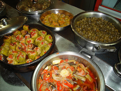 Day 10: Sirince restaurant, wonderful example of Turkish cooking: stuffed peppers, vegatables cooked in olive oil and many more!