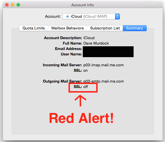 Inner Exception: Keep Calm and Email On: Using OS X Mail to Send Through  iCloud Uses TLS Even Though UI Says No