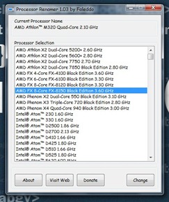 Change Your CPU Name with Processor Renamer