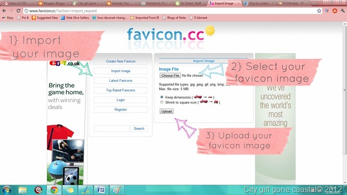 uploading favicon image to favicon
