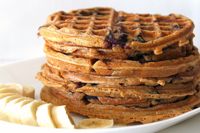 {Whole Wheat} Bacon-Blueberry Waffles