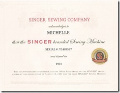 Singer 99 Certificate