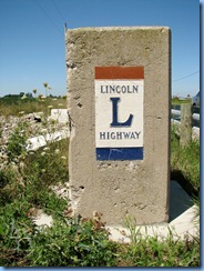 3982 Ohio - Lincoln Highway - dead end - 1930 concrete bridge - 2nd concrete pillar with ceramic Lincoln Highway plaque