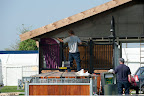 Final touches to one of the stands