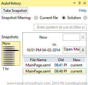 Auto History Pane in Visual Studio 2013