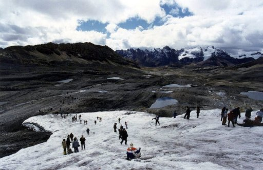 Part of the Pastoruri snowcapped mountain in the central Peruvian Andes, 450 km east of Lima. Peru needs a permanent monitoring system to gauge Andean mountain glacier shrinkage caused by global warming and its effect on people who depend on the ice for water. AFP